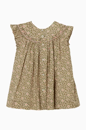 فستان بنقشة زهور قطن