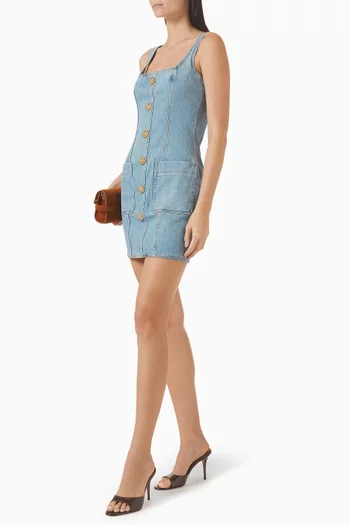 Buttoned Mini Dress in Denim