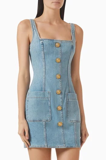 Buttoned Mini Dress in Denim