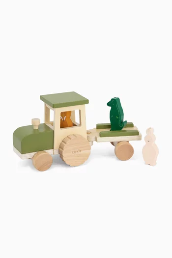 Wooden Tractor with Trailer