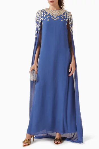 Embellished Cape Dress