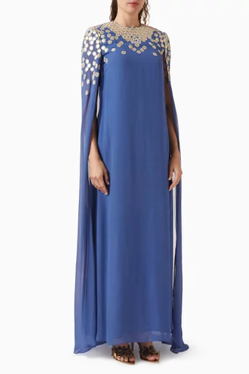 Embellished Cape Dress