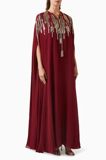 Embellished Cape Kaftan in Georgette