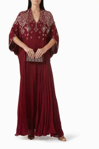 Embellished Cape Kaftan in Georgette