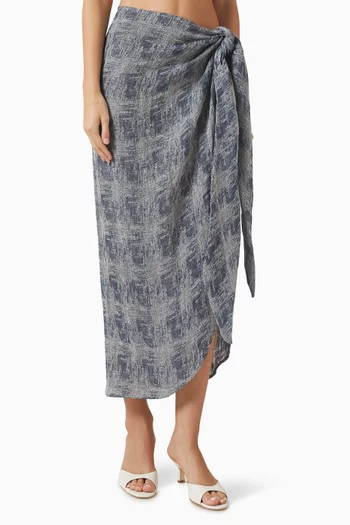 Pearl Wrap Midi Skirt in Gauze