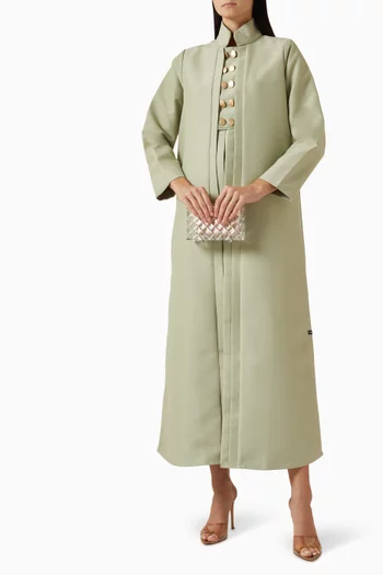 High-collared Abaya in Bridal Satin
