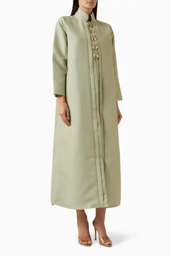 High-collared Abaya in Bridal Satin