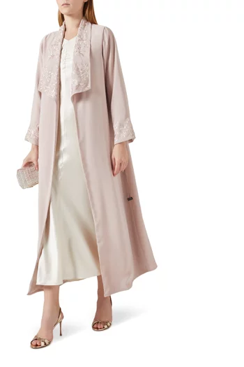 Embroidered Abaya in Italian Crepe