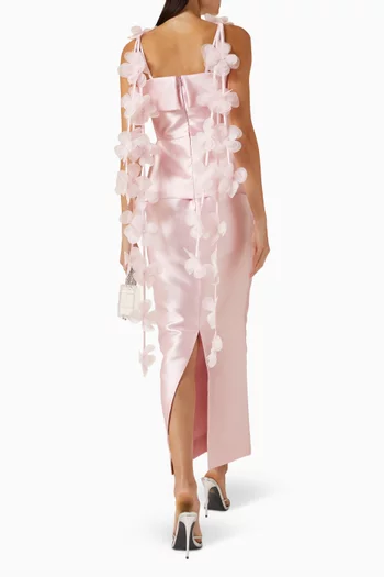 فستان طويل بحمالات مزينة بزهور ستان ميكادو