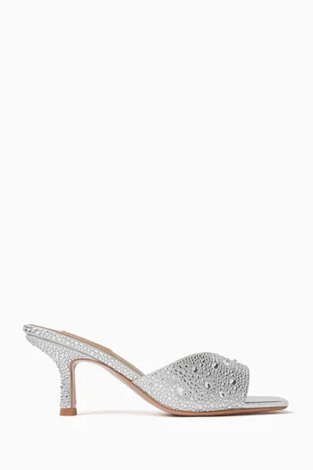 Amara 75 Crystal Mules in Metallic Leather
