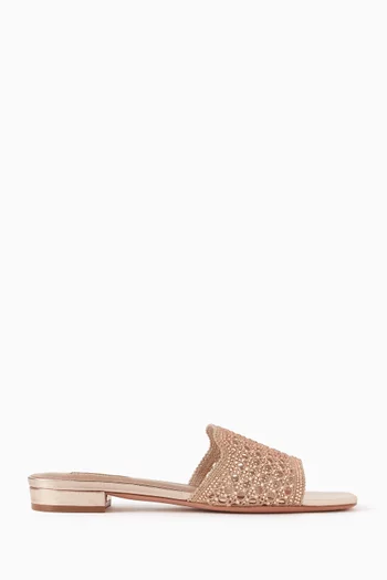 Zeya 25 Flat Mules in Crochet & Leather