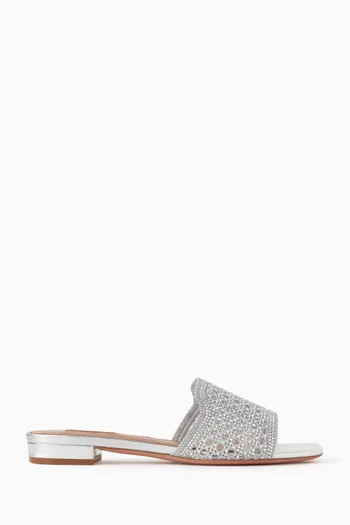 Zeya 25 Flat Mules in Crochet & Leather