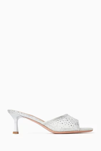 Kiva 75 Crystal Mules in Mesh & Metallic Leather
