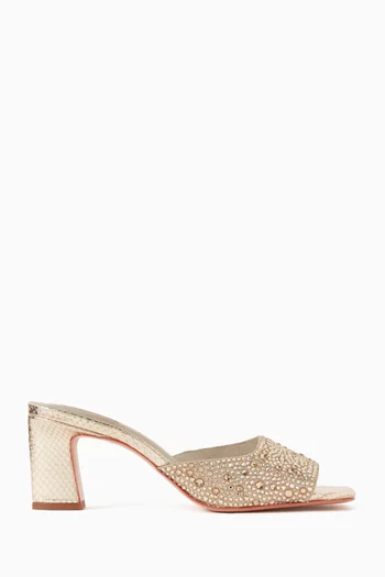 حذاء مفتوح هيلدا بكعب 65 مم جلد بنقشة جلد الأفعى