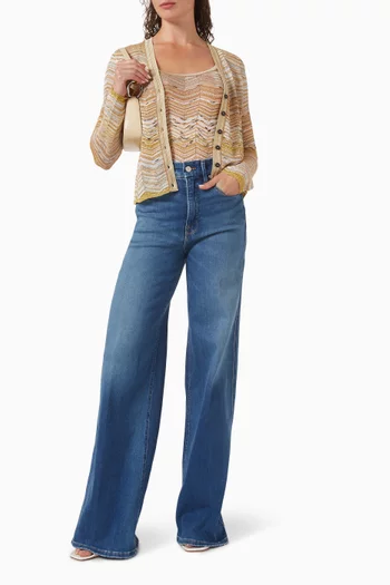 بلوزة بلا أكمام مزينة بنقشة خطوط متعرجة قماش لامع