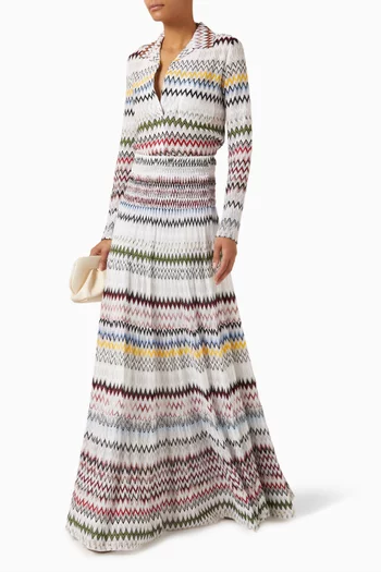 تنورة طويلة بنقشة خطوط شيفرون مزيج فيسكوز