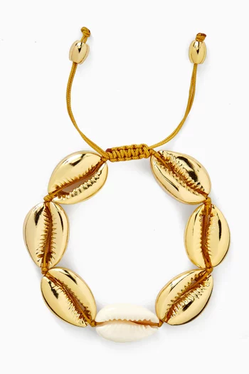 Large Puka Shell Bracelet in 24kt Gold-plated Brass