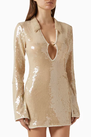 فستان مارلين قصير بنمط قميص