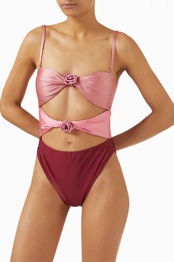 لباس سباحة جوزيفينا قطعة واحدة مطرز بزهور