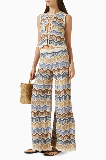 بنطال كاري منسوج بنقشة خطوط شيفرون متعرجة