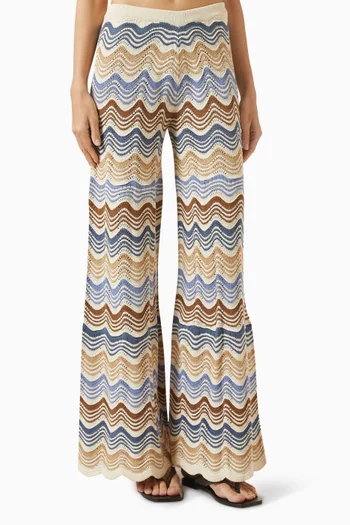 بنطال كاري منسوج بنقشة خطوط شيفرون متعرجة