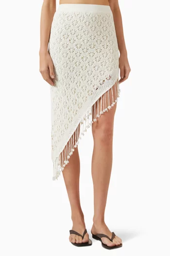 تنورة سالي متوسطة الطول منسوجة