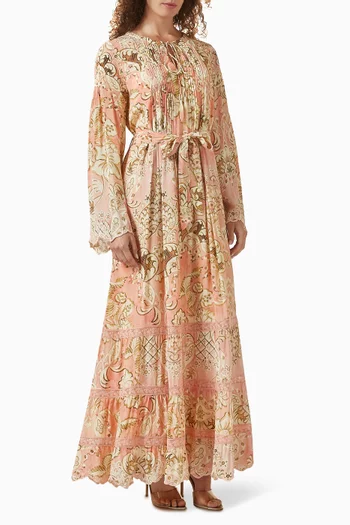 فستان انا طويل بحزام فيسكوز