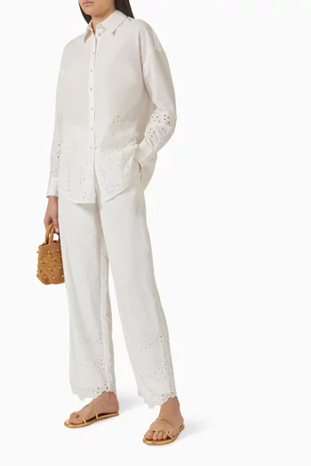 Broderie Anglaise Straight-leg Pants