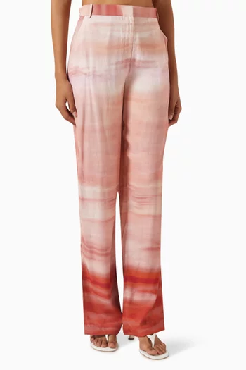 Printed Straight-leg Pants