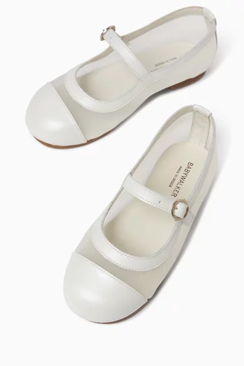 Strappy Ballerinas in Leather & Mesh