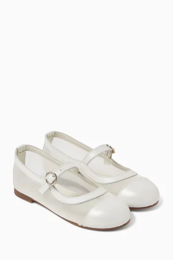 Strappy Ballerinas in Leather & Mesh
