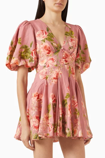 فستان بافي قصير بنقشة زهور