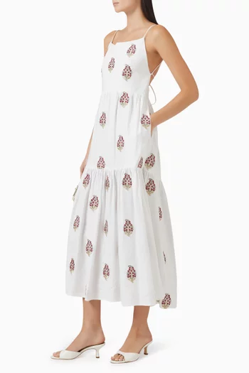 فستان سارف متوسط الطول كتان