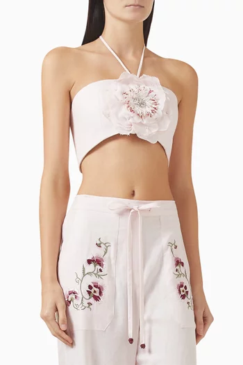 Gol Crop Top in Linen