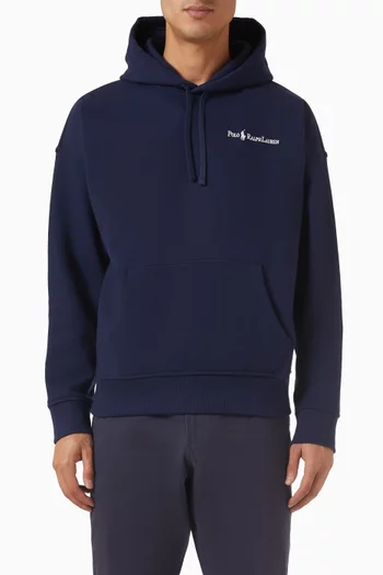 كنزة بغطاء رأس بطبعة شعار الماركة من مزيج قطن