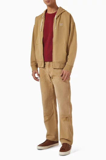 كنزة بغطاء رأس ورقعة شعار الماركة قطن