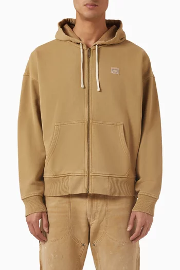 كنزة بغطاء رأس ورقعة شعار الماركة قطن