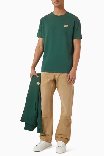 كنزة بغطاء رأس ورقعة شعار الماركة قطن