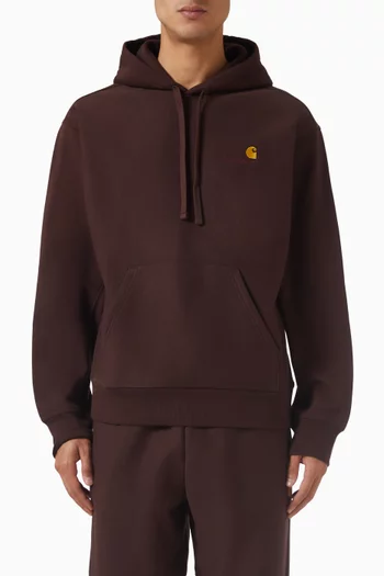 كنزة بغطاء رأس أميريكان بشعار الماركة مزيج قطن