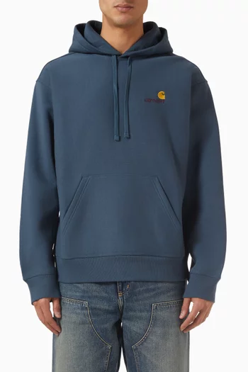 كنزة بغطاء رأس أميريكان بشعار الماركة مزيج قطن