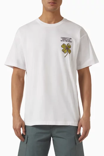 تي شيرت بشعار زهرة البرسيم قطن