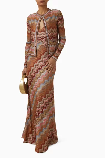 Chevron Buttoned Cardigan in Knit