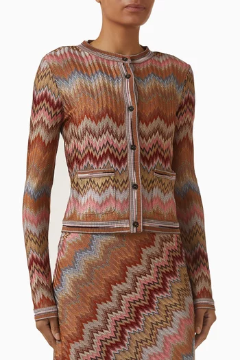 Chevron Buttoned Cardigan in Knit