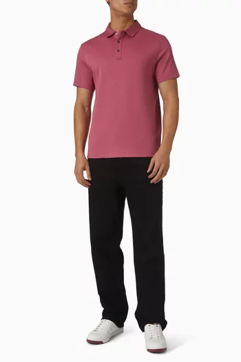 تي شيرت بولو مطرز بشعار الماركة قطن