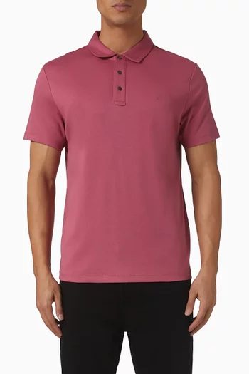 تي شيرت بولو مطرز بشعار الماركة قطن