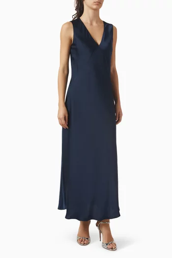 V-neck Midi Dress in Satin