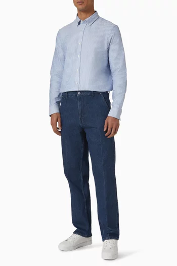 قميص أكسفورد بقصة كلاسيكية مخططة