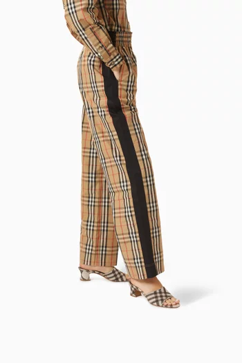 حذاء سلون مفتوح بنقشة مربعات وكعب 45 مم قنب