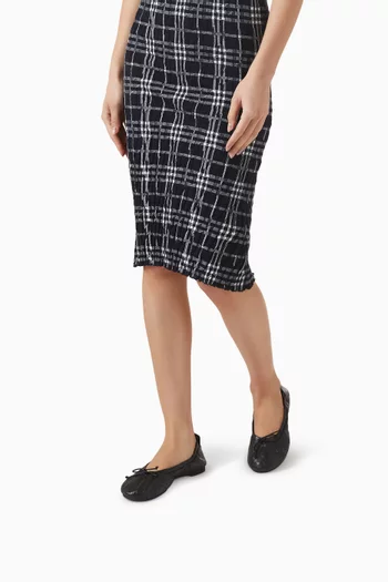 Check Fawn Ballerina Flats in Smooth Leather