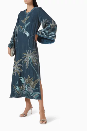 Embroidered Kaftan in Velvet